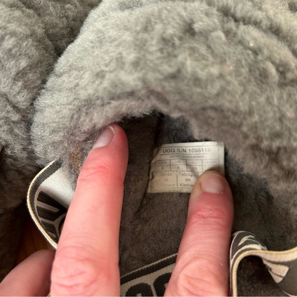 Ugg Women’s Fluff Yeah Grey Slide On Back Strap Open Toe Slippers Size 8 - Picture 6 of 6